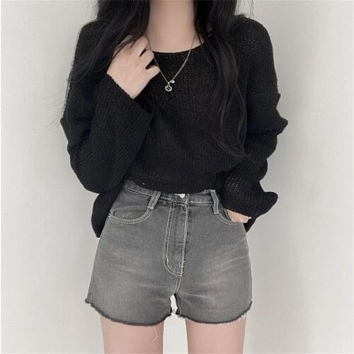 Alien Kitty 4 Colors Knitwear Oversize Women Tops Sunscreen Stylish High Street Autumn All Match Thin Femme Retro Thin Sweaters