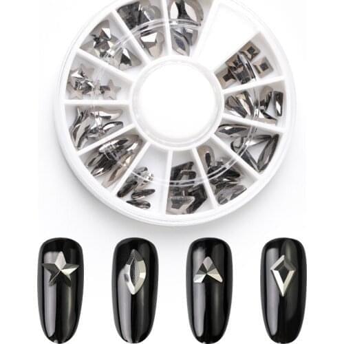 1 wheel crystal nail gems rhinestones for Nail Art glass geometry flower jewelry nail stone decoration manicure