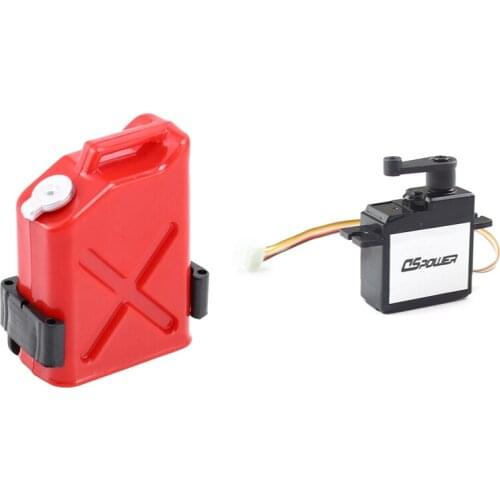 2 Set RC Car Part: 1 Set Mini Fuel Tank Red & 1 Pcs Metal Gear Servo Black