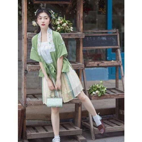 2021 Summer Hanfu Origional Womens Dress Clothing Song-made Elements Chinese Style Waist-waist Embroidered Constume Women