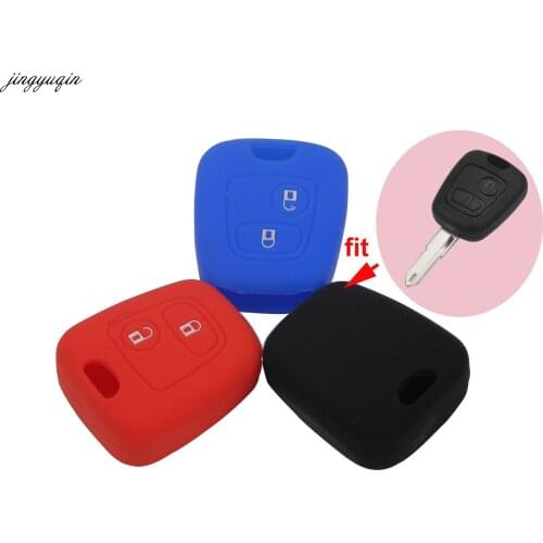 Jingyuqin 30pcs/lot 2 Button Silicone Car Key Cover Holder for Peugeot 206 307 207 408 For Citroen C2 C3 C4 Key Fob Case Shell