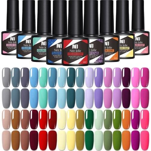 4 PCS 8.5ml Gel Nail Polish Set Semi Permanent Soak Off Glitter Classic Varnish Kit Needed LED UV lamp Base & Top Coat lacquer