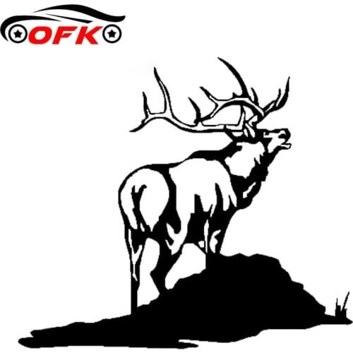 OFK Car Stickers Exquisite Deer Mountain Interesting PVC Waterproof Sun Block Window Decals 17.4cm*15.2cm
