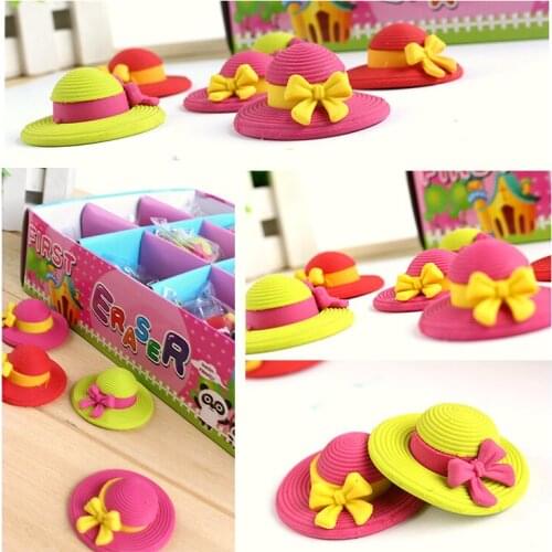 Free ship!1lot=40pc!New model Cute little hat color eraser / student prizes / creative stationery/rubber erasers