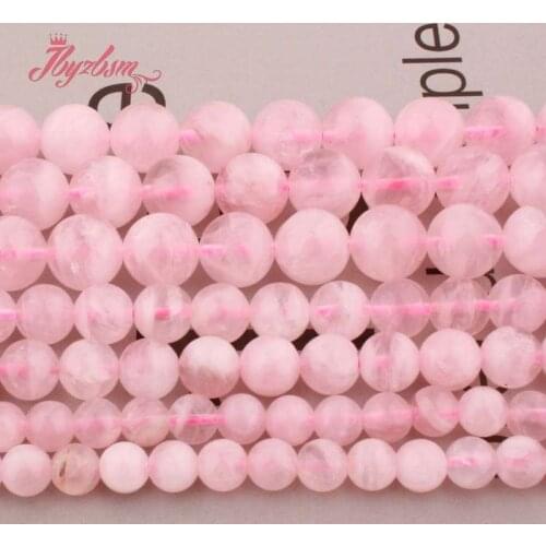 6.8.10.12mm Round Beads Smooth Malaysia Pink Rose Quartzs Natural Stone Loose Beads for DIY Necklace Bracelet Jewelry Making 15"