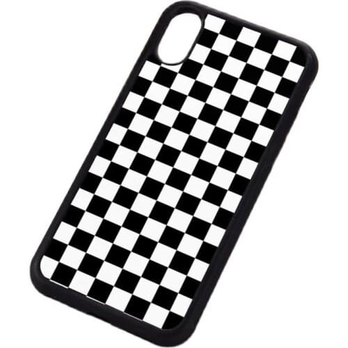 Phone Cover Cases for iphone 6 6S 7 8 Plus X Xs Max XR 11 12 MINI Pro Checkered Black White Squares Grid Block Shell for iPhone
