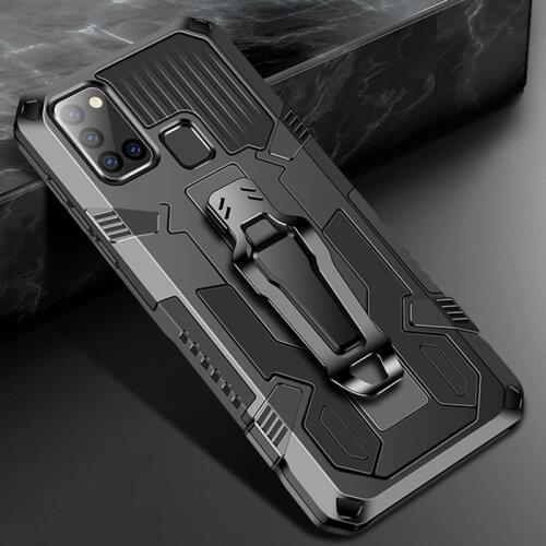 For Samsung A21S Case Luxury Shockproof Armor Cover Samsung Galaxy A21 S A 21S A2 1S Phone Stand Covers With Belt Clip Bumper