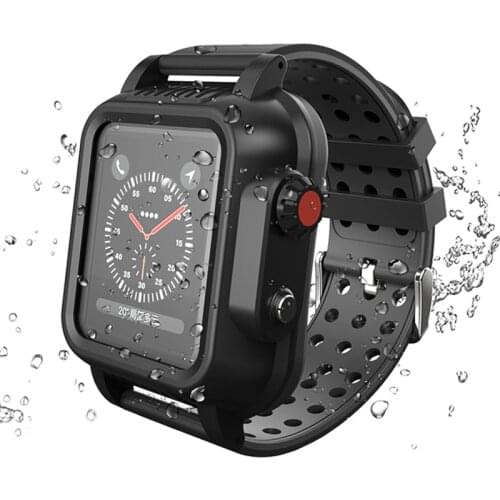 Black Waterproof Cover for Apple Watch Case Series 6 SE 5 4 3 with Breathable Silicone Band Strap for iWatch 40mm 44mm 38mm 42mm