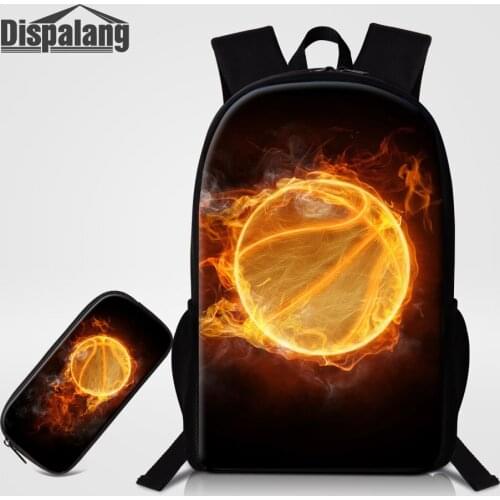 Dispalang 2 PCS/Set Basketballs Printing Schoolbags For Students Soccers Design Backpacks With Pencil Case Children Boys Mochila