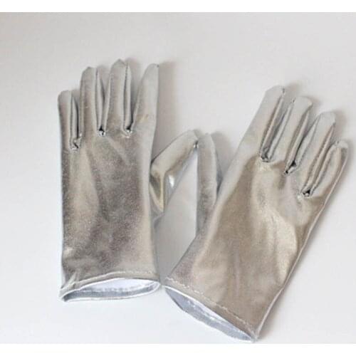 Long patent leather gloves Sexy coated gloves Gold and silver bright leather long gloves Steel tube stage performance gloves E19