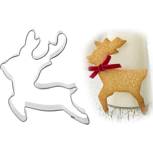 Stainless Steel Cookie DIY Tools Pastry Cookie Cutter Biscuit Mould Christmas Deer Reindeer Mould Cake Decor