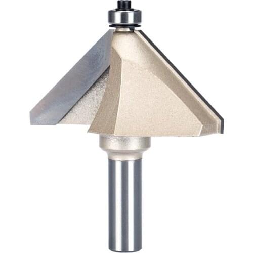 HUHAO 1pcs 1/4" 1/2" Shank Chamfer Cutter Router Bits for wood Horse Nose Bit 45 Deg CNC Woodworking Tools two Flute endmill