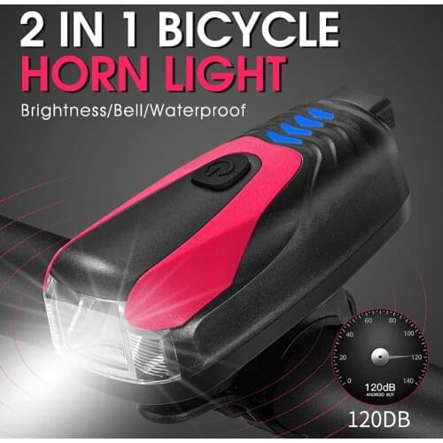 WEST BIKING 3 Modes Bicycle Headlight 120db Electric Horn MTB Bike Bell Bike Accessories USB Rechargeable Cycling Horn Light