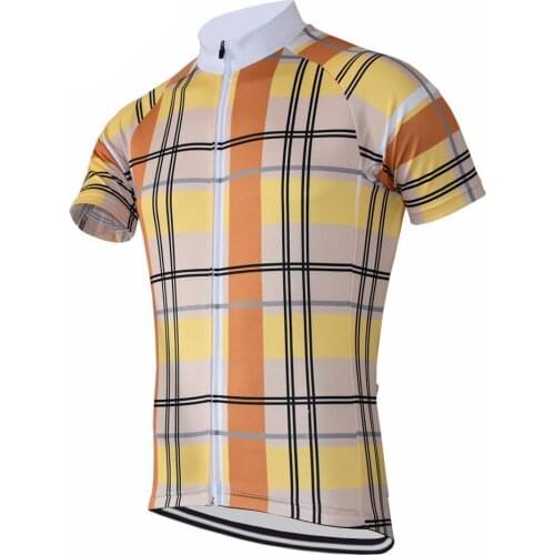 HIRBGOD Retro Plaid Stripe Cycling Jersey Men Breathable Short Sleeve Bike Clothing Casual Tartan Bicycle Shirt Tops,TYZ173-01
