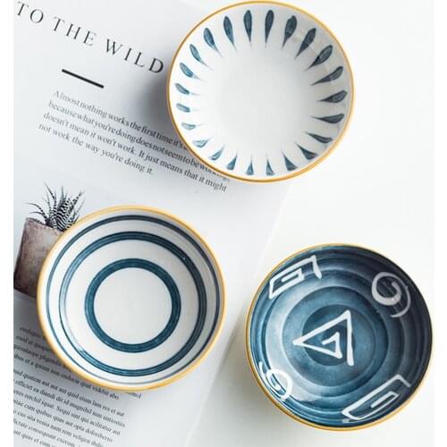 1Pc Ceramic Sauce Vinegar Dish Creative Dishes Japanese Style Simple Dipping Bowl 4 inch Home Dinner Plate Tray Tableware