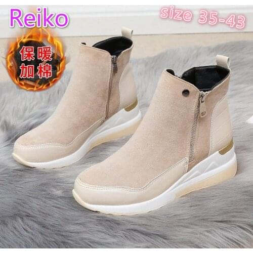 Short boots womens winter new large size high-top womens shoes slope heel side zipper casual sports shoes increased shoes