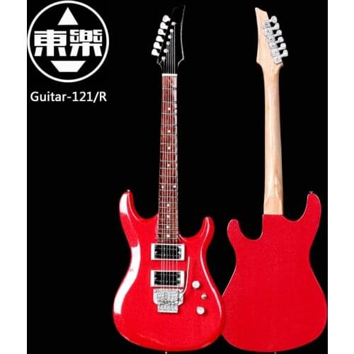 Wooden Handcrafted Miniature Guitar Model guitar-121/R Guitar Display with Case and Stand (Not Actual Guitar! for Display Only!)