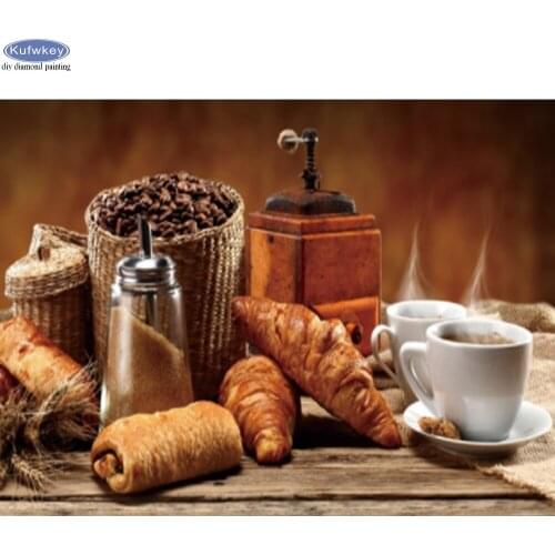 DIY Food diamond painting cross stitch Still Life Kitchen decoration diamond embroidery Bread coffee patten diamond mosaic arts