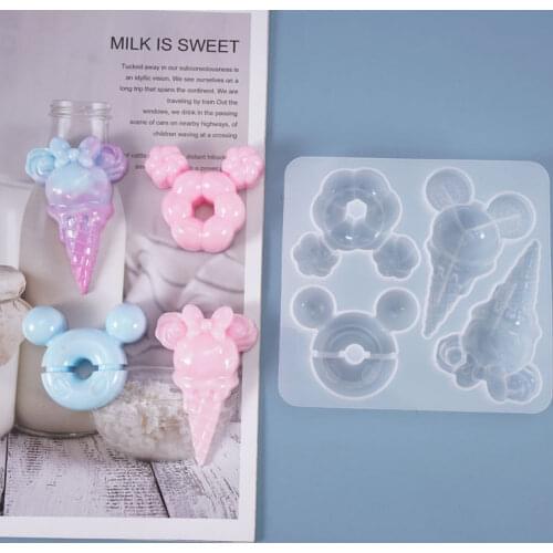 Ice cream DIY Crystal Epoxy Mold Mickey Head donut set pendant Silicone Mold decoration Home ornaments Jewelry Accessories