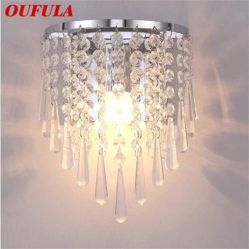OUFULA Wall Lamps LED Modern Nordic Luxury Indoor Crystal Sconces Lighting For Home