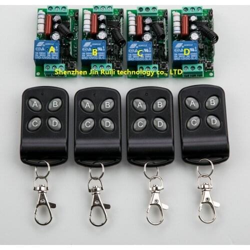 New 220V 1CH 10A Wireless Remote Control Switch System teleswitch 4*Receiver and 4*Transmitter Applicance Garage Door JRL-220V-3