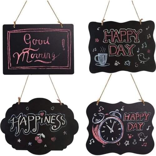 Hanging Wooden Black board shape Decorative ornament Double Sided Erasable Message Chalkboard Wordpad Home Decor 1PC