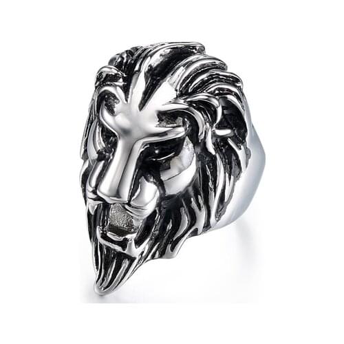 Poya Jewelry Punk Style Men 306 Stainless Steel Lion Head Ring