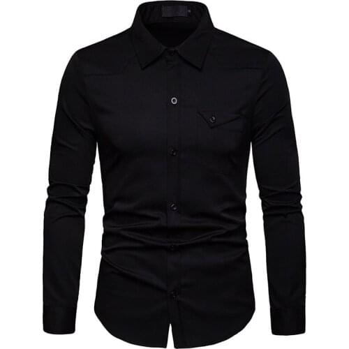 Mens Business Casual Long Sleeve Dress Shirt Men Tuxedo Shirts White Blue Black Casual Male Social Shirt Man Camisa Masculina
