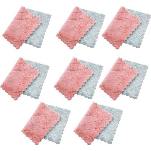 Cleaning Cloths Dishcloth Towel Scouring Pad Non-sticky 12PCS Non-Stick Oil Household Ultra Absorbent Double-sided Two-color