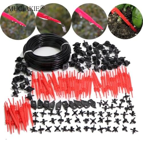 MUCIAKIE 10-100M 4-Way 3/5mm Straight Emitter Drip Irrigation Kits Garden Patio Watering Drop System for Bonai Flowers Plants