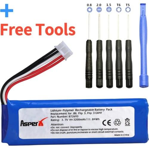 3200mAh Battery for JBL Flip 3 JBLFLIP3 GRAY GSP872693 P763098 03 Portable Bluetooth Speaker