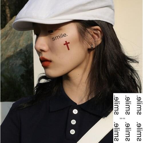Waterproof Temporary Tattoo Stickers English Smile fake Tattoo Geometric Animal Flash Tattoo Hand Back Foot for Girl Women Men
