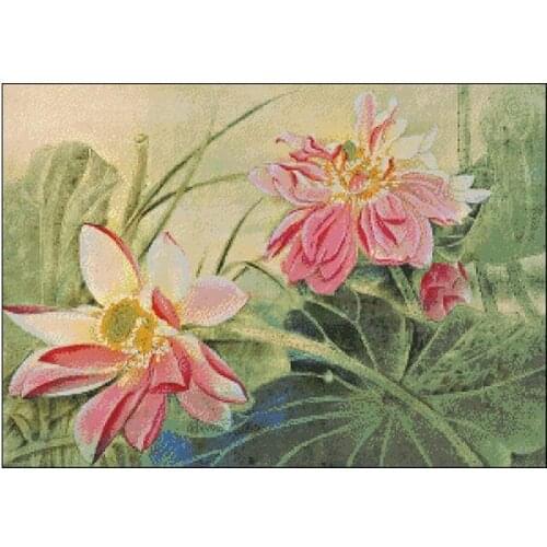 Embroidery Package Hot Sell Best Quality Cross Stitch Kits Lotus Flower Free Shipping