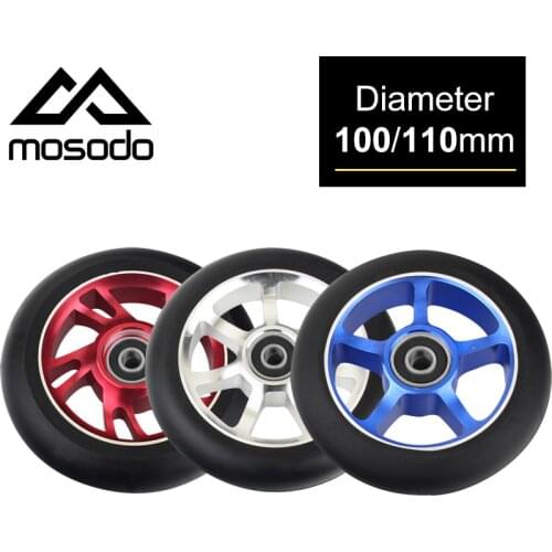 100mm Scooter Wheels Replacement with Bearings Aluminum Alloy Wear-Resistant PU Scooter Parts Kick Scooters Accessories 2pcs/set