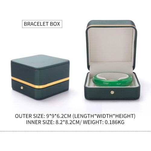 Green Pu Leather Bracelet Jewelry Storage Packaging Box For Women Engagement Gifts Earring Necklace Ring Display Cases Portable