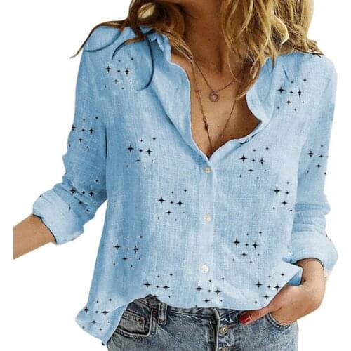 Autumn 5 Colors Women Casual Print Loose Turn-down Collar Long Sleeve Blouse Shirts Fashion Cardigan Button Y2K T-shirt Tops 5XL