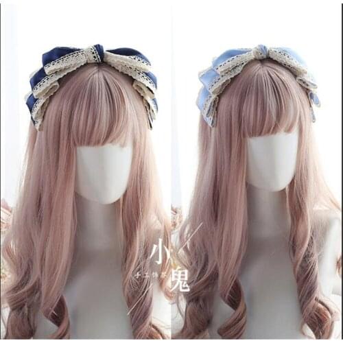 Sweet Lolita girl Lace KC Head Hoop Women Bow Tie Headband Lolita Cosplay hairband B1315