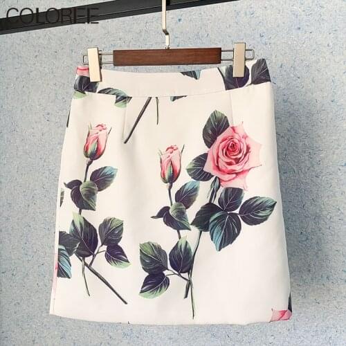 Korean Fashion Skirts Womens 2021 Elegant Flower Printed A-line Mini Skirt Vintage Ropa Mujer Summer Clothes