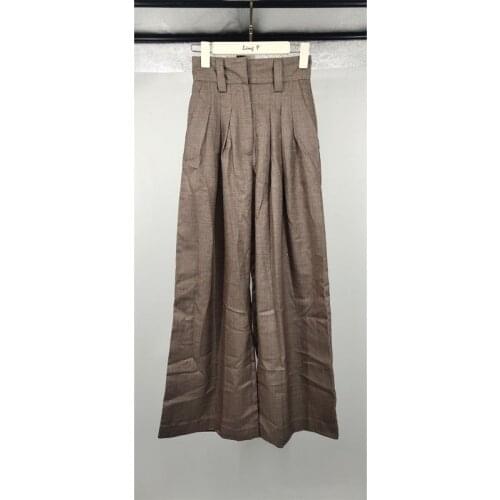 Women Pant High Waist Knee Length Pants Women All Match Casual Long Suit Pants Coffee Vintage Fashion Trousers Women 2021 New