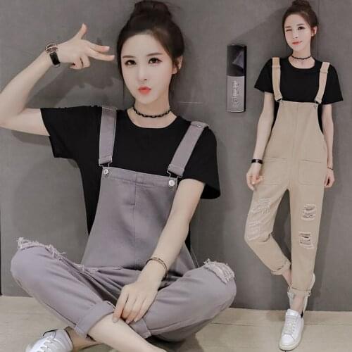 2020 Summer Female Jeans Jumpsuits Women New fashion elegant student Casual Denim Overalls Jeans Rompers Nine points Bib R192