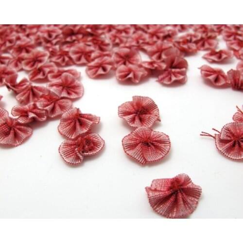 100 Pieces 9/16 Inch (15mm) Ombre Ribbon Flower|Flower Applique|Ombre Roses|Quilting|Rose Motif|Embroidery Motif|Ombre Color