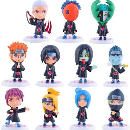 11Pcs/Set Naruto Doll Kawaii Action Figure Anime Figure Anime Childrens Gifts Naruto Konan Pain Uchiha Itachi Orochimaru