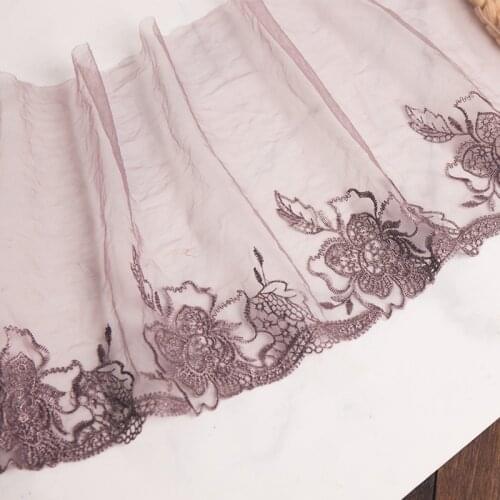 20Yards DIY Lace Fabric Accessories Mesh Gauze Embroidery Black Light Grey Wedding Party Dress Fabric Trims Handmade