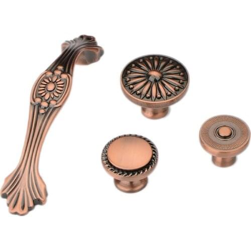 5 Pack Vintage Round Zinc Alloy Knob Flower Drawer Pulls Knobs Furniture Wardrobe Drawer Pull Handles with Screws
