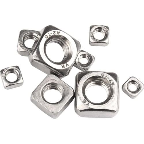 50Pcs M3 M4 M5 High Quality DIN557 304 Stainless Steel Square Nuts Metric Threaded Nut Four Square Nuts