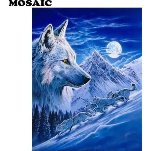 5d mosaic Snow Mountain Wolf Diamond Painting DIY full square rhinestones kits cross stitch for needlework crafts wall decor