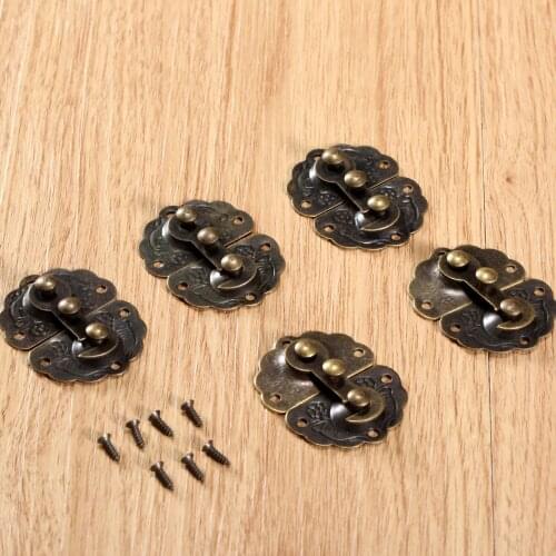 5x Vintage Case Hasp Jewelry Gift Box Decorative Hasp Latch Furniture Buckle Clasp Lock Box Toggle Latch Buckle 44x34mm