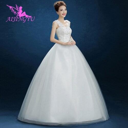AIJINGYU 2021 2020 white Customized new hot selling cheap ball gown lace up back formal bride dresses wedding dress FU112