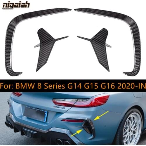 4 PCS Glossy Dry Carbon fiber For BMW New 8 Series G14 G15 G16 back spiltter X style 2020-1N