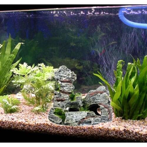 Mountain View Aquarium Rock Cave Tree Bridge Fish Tank Ornament Decoration Decor 85DA